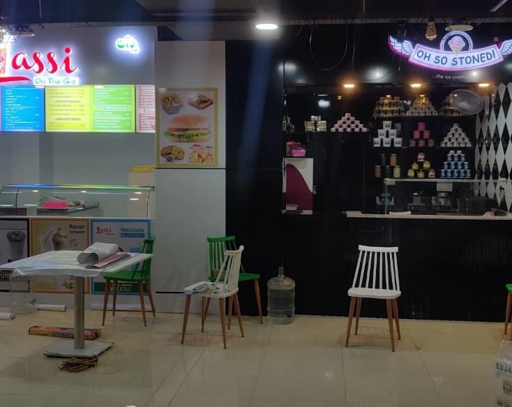 Brand counters and feature wall