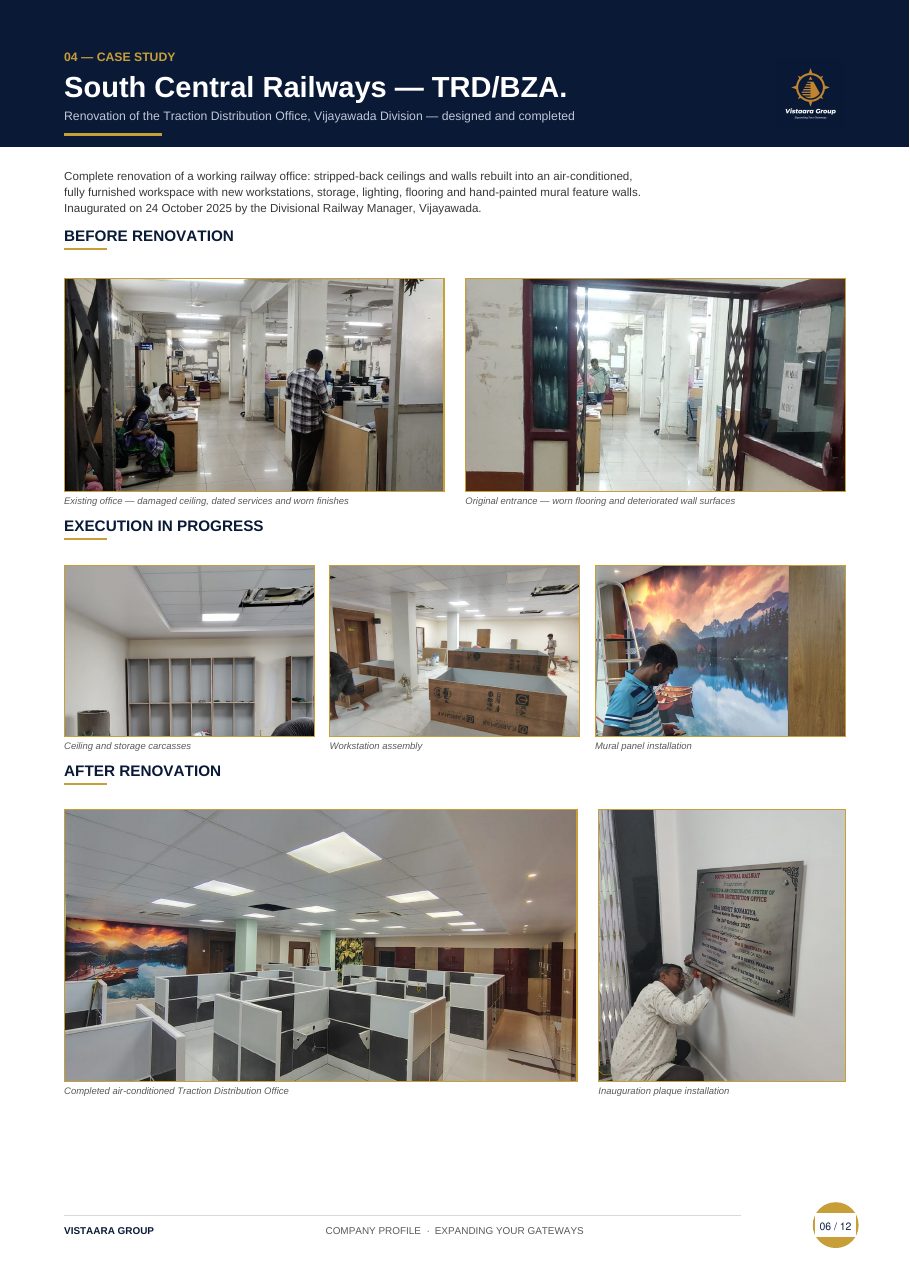 Vistaara Group booklet page 6 — Case study — South Central Railways, TRD/BZA renovation