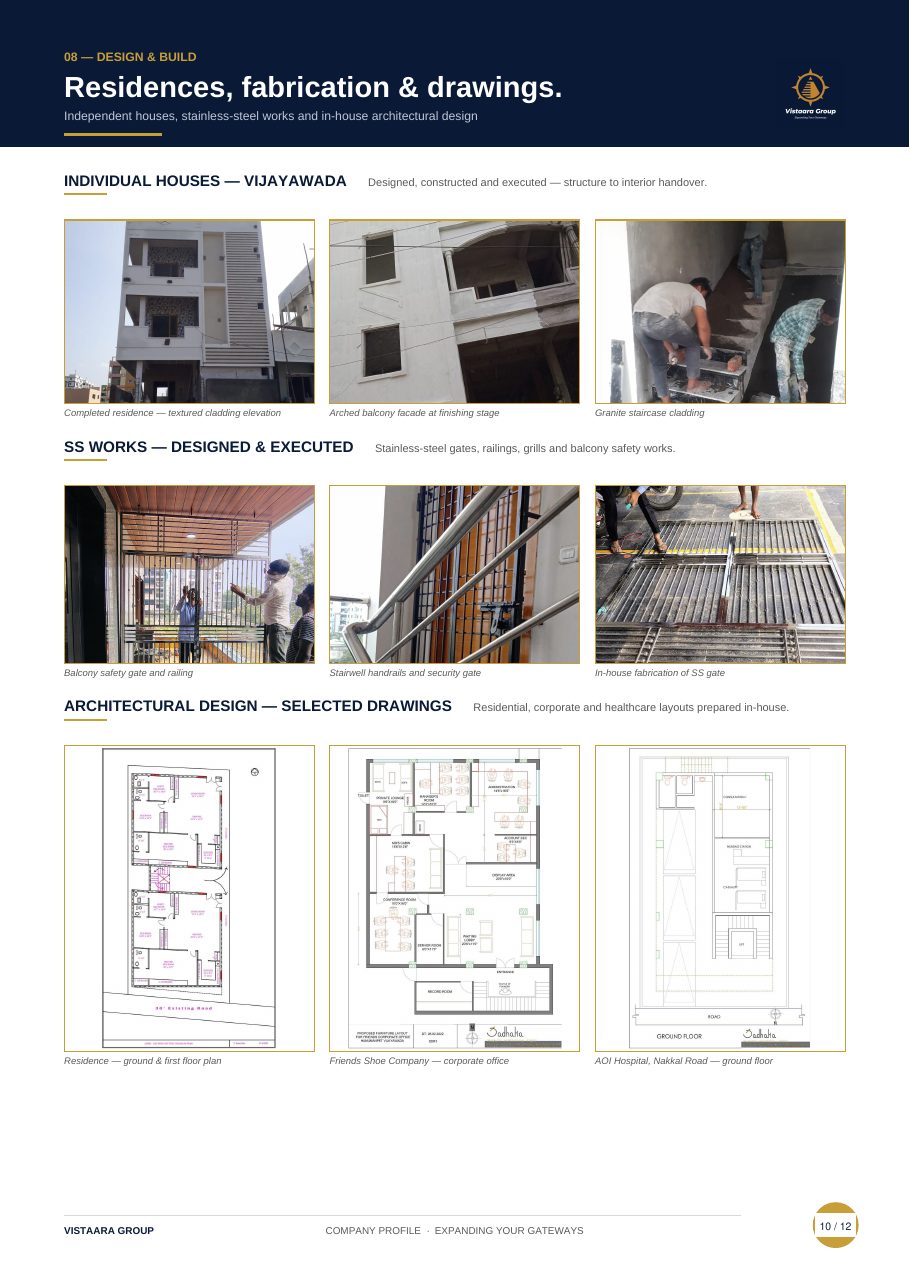 Vistaara Group booklet page 10 — Design & build — residences, fabrication & drawings